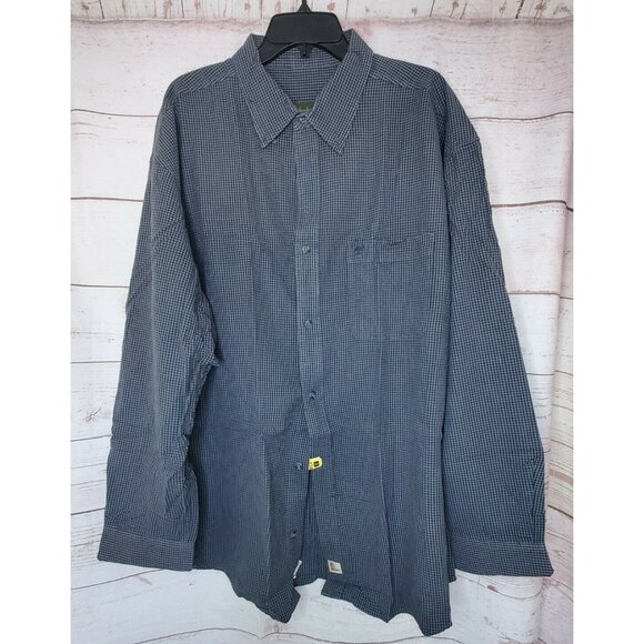 Timberland Men’s Shirt Long Sleeve Button Front Size XXL Blue Checkered - Picture 1 of 12